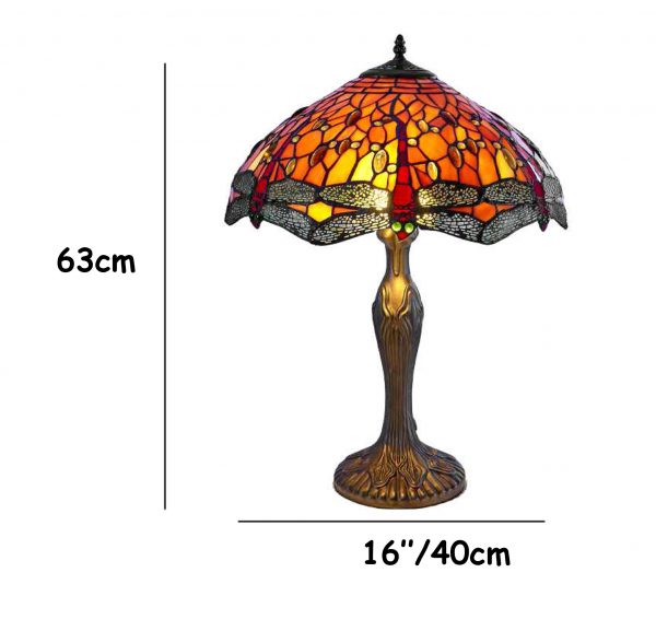 Orange 40cm Dragonfly Tiffany Table Lamp