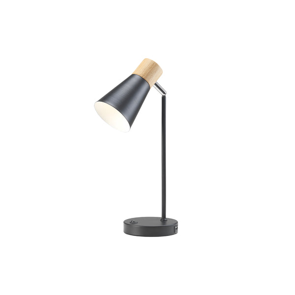 Oaks Lighting Sylva Black Table Lamp with USB