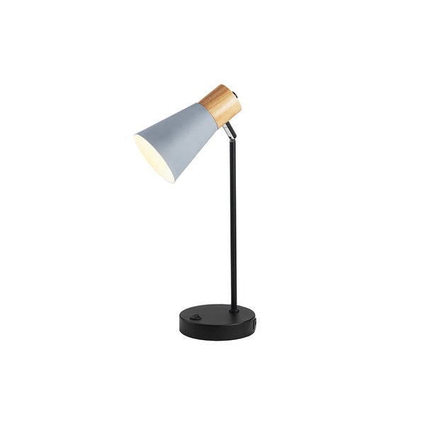 Oaks Lighting Sylva Grey Table Lamp with USB