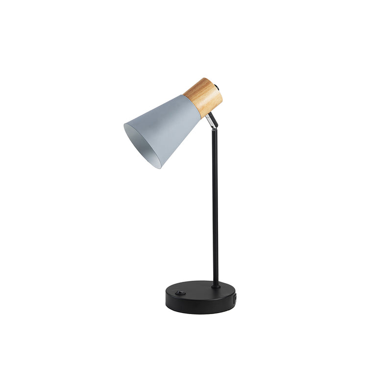 Oaks Lighting Sylva Grey Table Lamp with USB