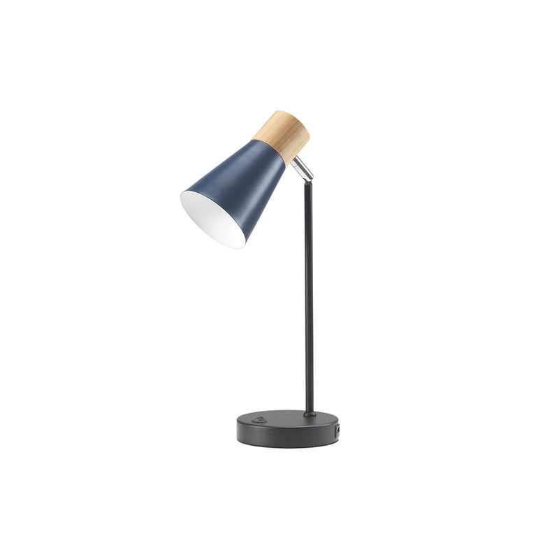 Oaks Lighting Sylva Navy Table Lamp with USB