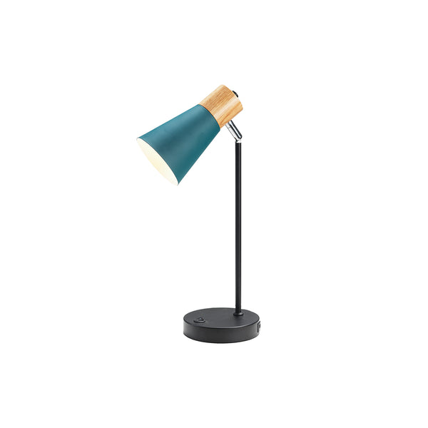 Oaks Lighting Sylva Teal Table Lamp with USB