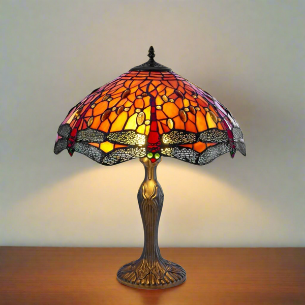 Orange 40cm Dragonfly Tiffany Table Lamp