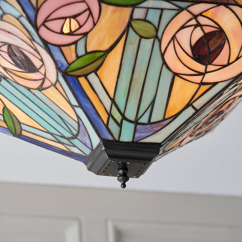 Interiors 1900 Willow Large Flush Tiffany Ceiling Light