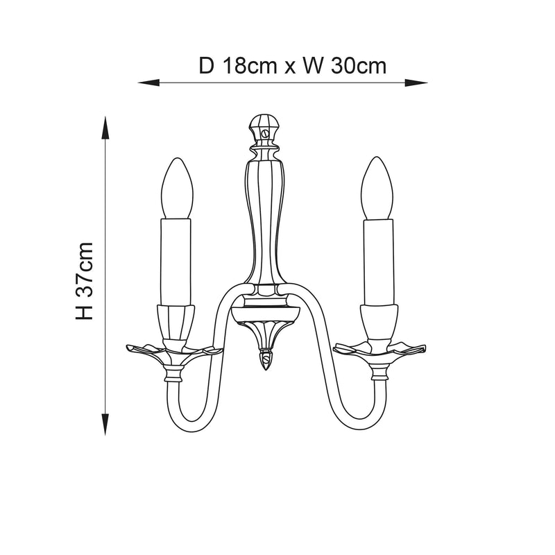 Interiors 1900 Asquith Double Brass Double Wall Light