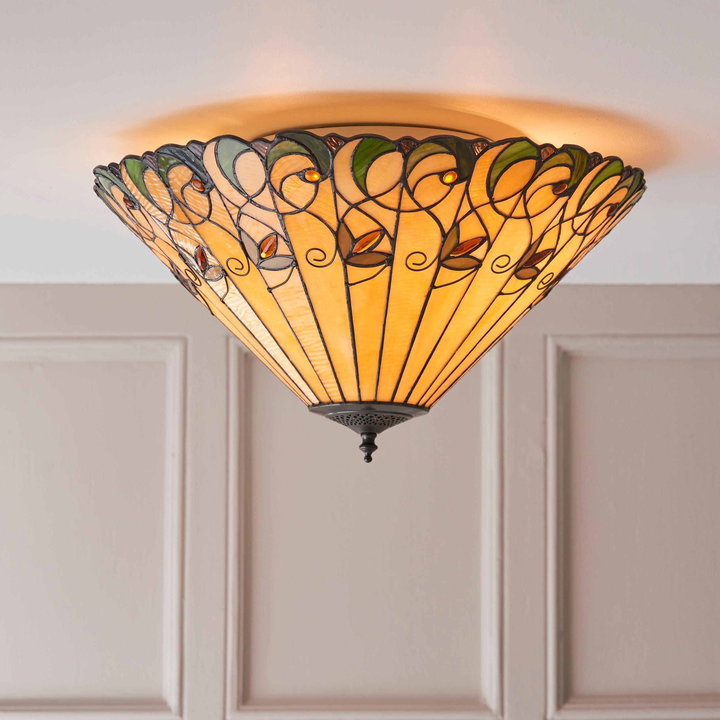 jamelia tiffany large flush ceiling light 70706 close up image