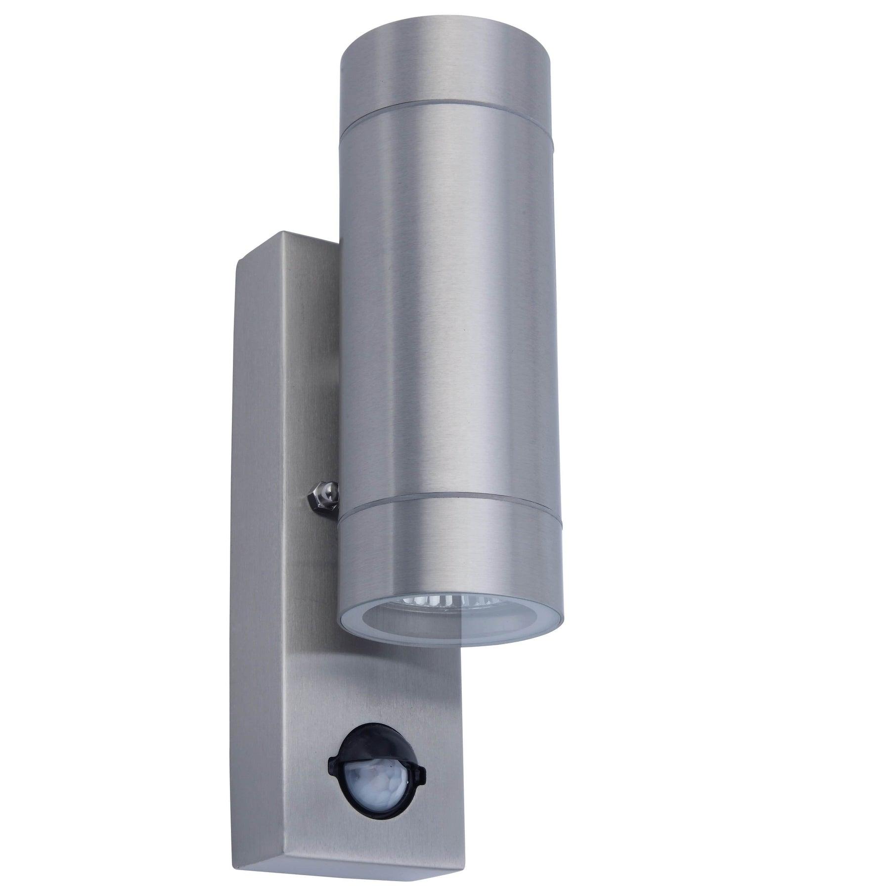 Lutec Rado PIR Outdoor Silver Wall Light In Stainless Steel 5510809001