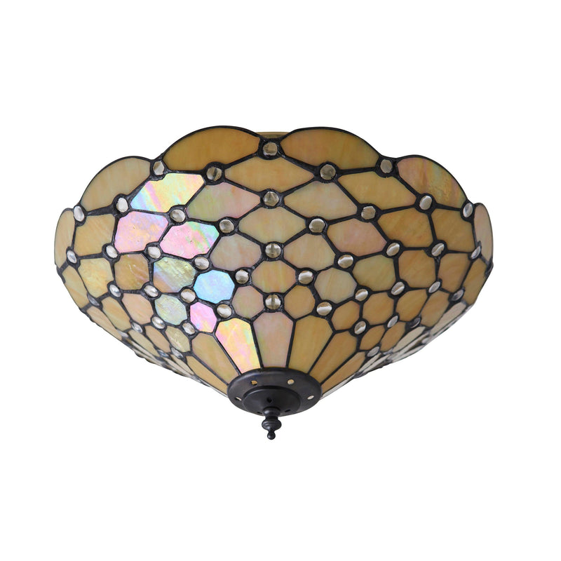 Interiors 1900 Pearl Medium Flush Tiffany Ceiling Light