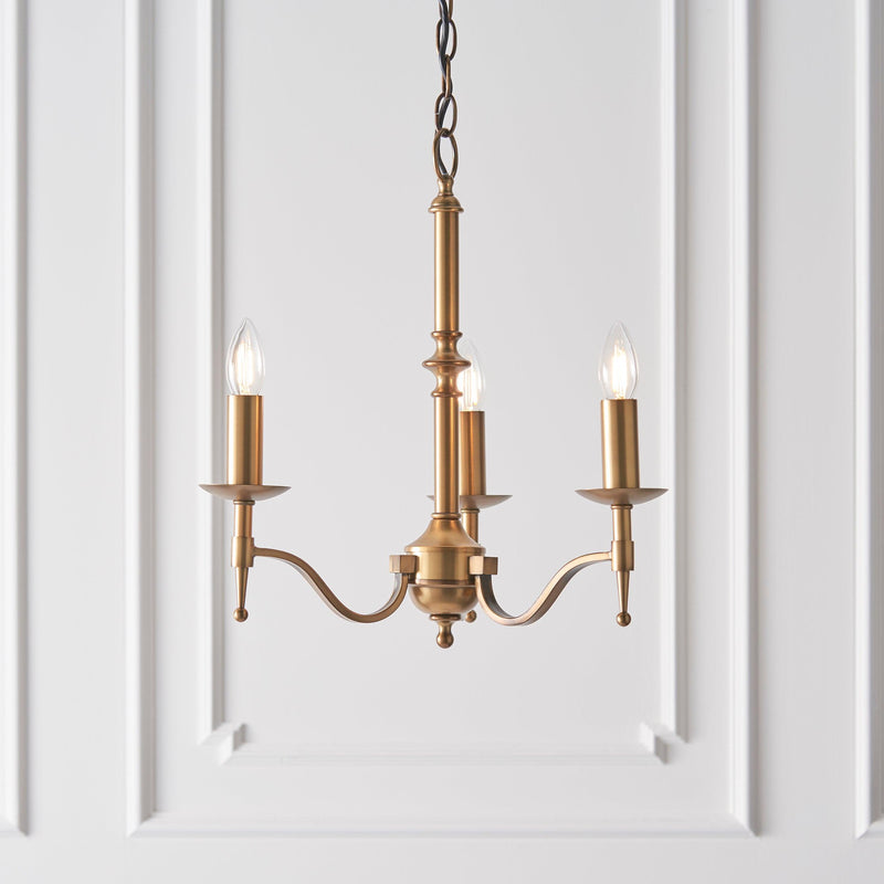 Stanford 3 Light Antique Brass Finish Chandelier-Interiors 1900-1-Tiffany Lighting Direct