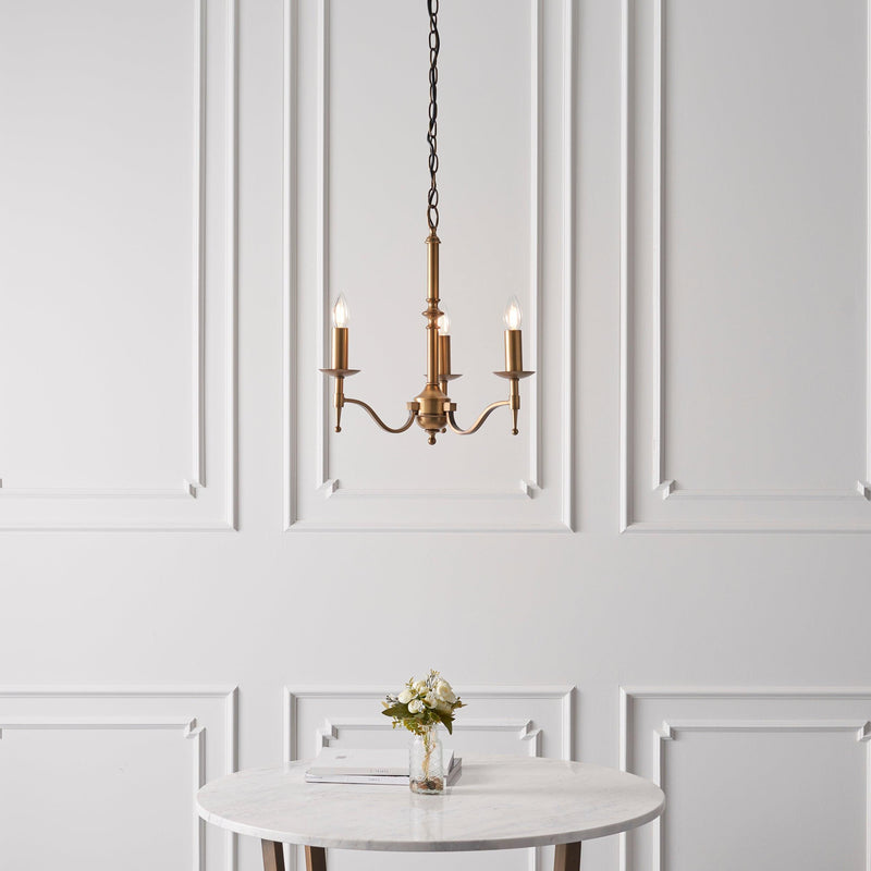 Stanford 3 Light Antique Brass Finish Chandelier-Interiors 1900-9-Tiffany Lighting Direct