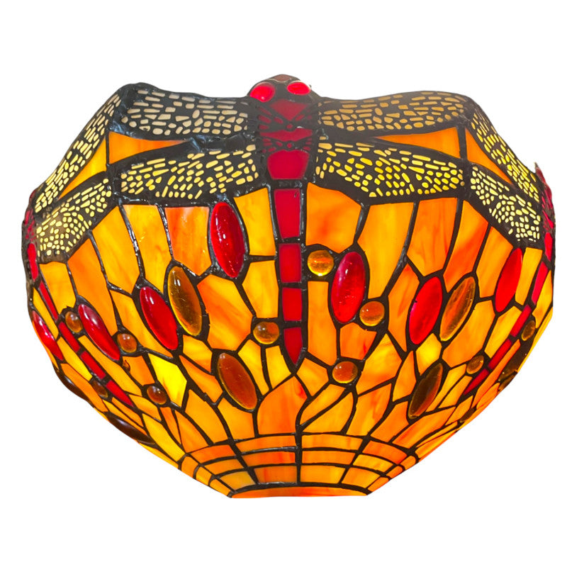 Tangerine Dragonfly Tiffany Wall Light