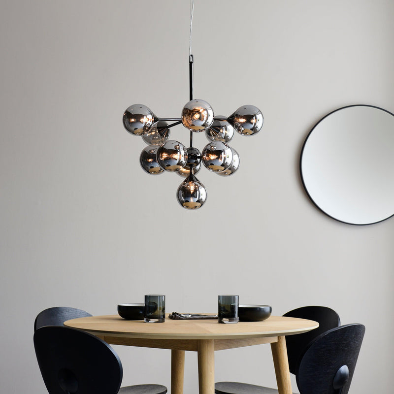 Oscar 11 Light Black Pendant - Smoked Glass Shades-Ceiling Pendant Lights-Endon Lighting-2-Tiffany Lighting Direct