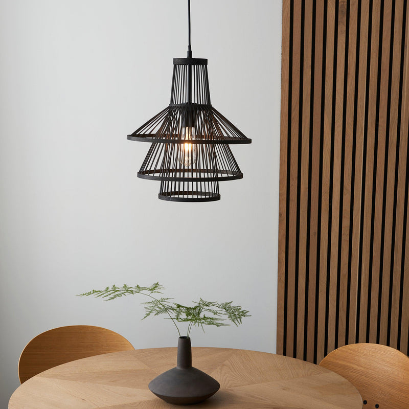 Minato Black Bamboo Adjustable Ceiling Pendant-Ceiling Pendant Lights-Endon Lighting-4-Tiffany Lighting Direct