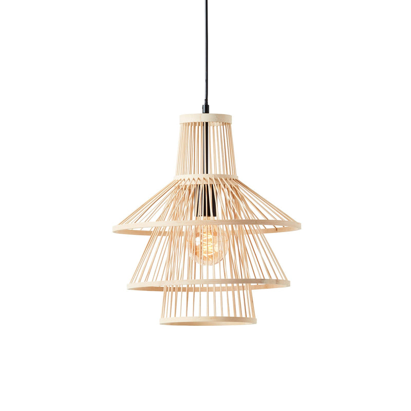 Minato 1 Light Natural Bamboo Adjustable Ceiling Pendant-Ceiling Pendant Lights-Endon Lighting-1-Tiffany Lighting Direct