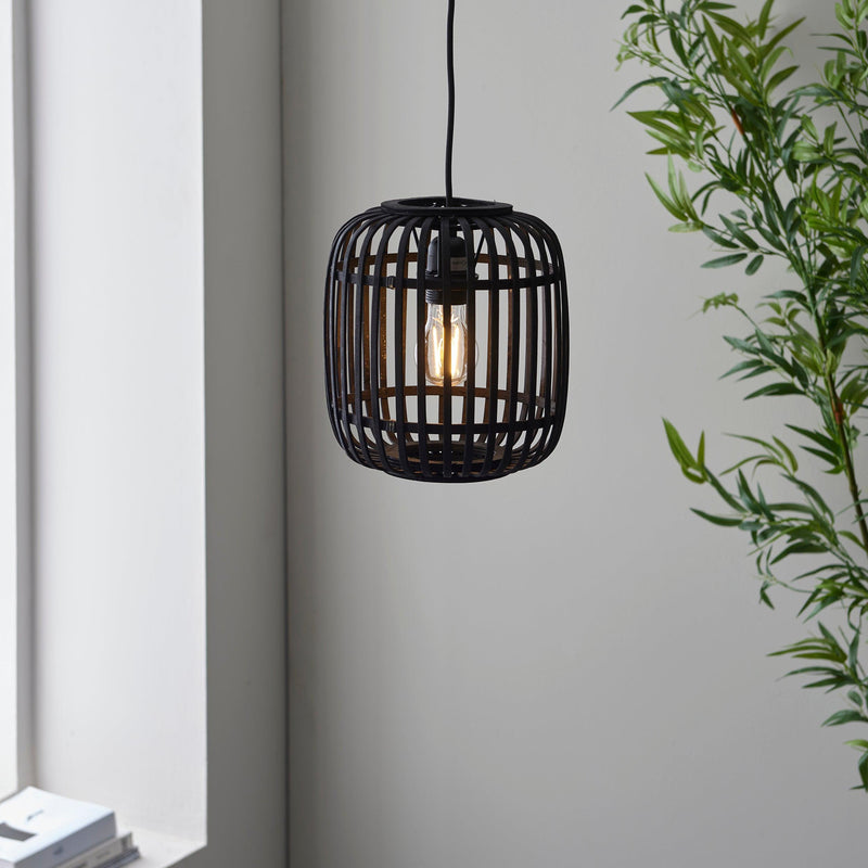 Mathias Black Bamboo Adjustable Ceiling Pendant-Ceiling Pendant Lights-Endon Lighting-3-Tiffany Lighting Direct