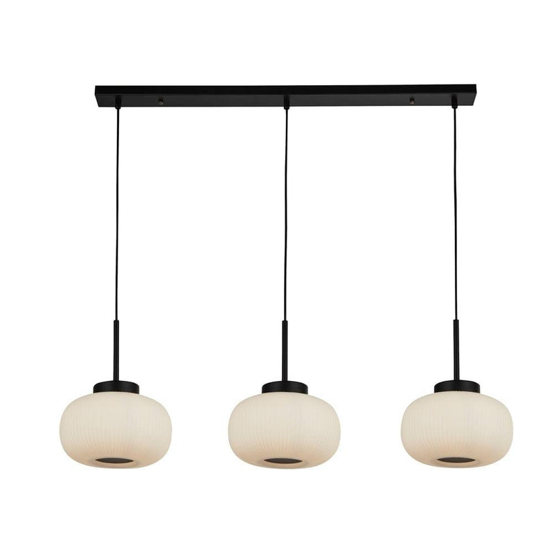 Lumina 3 Light Frosted Ribbed Glass Bar Ceiling Pendant-Ceiling Pendant Lights-Searchlight Lighting-1-Tiffany Lighting Direct