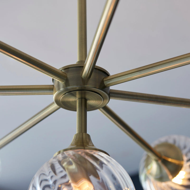 Allegra 8 Light Brass Pendant - Glass Shades-Ceiling Pendant Lights-Endon Lighting-6-Tiffany Lighting Direct