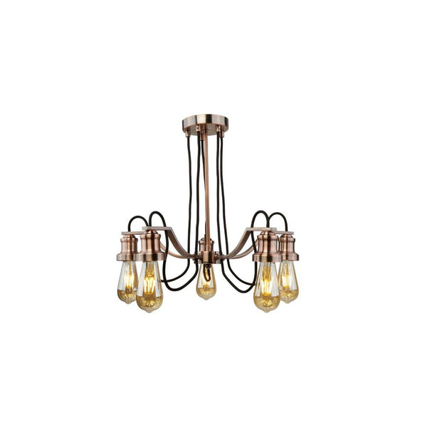 Olivia 5 Light Copper Pendant Ceiling Light Searchlight-Ceiling Pendant Lights-Searchlight Lighting-1-Tiffany Lighting Direct