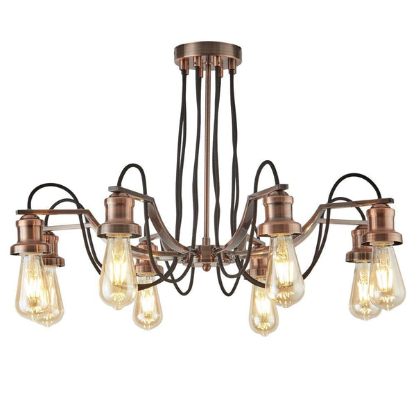 Olivia 8 Light Copper Pendant Ceiling Light - Braided Cable-Ceiling Pendant Lights-Searchlight Lighting-1-Tiffany Lighting Direct