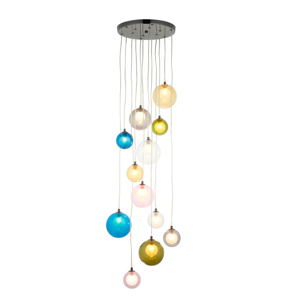 Rainbow Large 12 Light Multi-Coloured Glass Ceiling Pendant-Ceiling Pendant Lights-Living Lights-1-Tiffany Lighting Direct