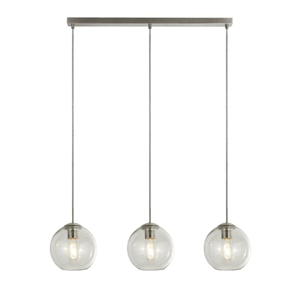 Balls 3 Light Chrome Bar Pendant With Clear Glass Shades-Ceiling Pendant Lights-Searchlight Lighting-1-Tiffany Lighting Direct