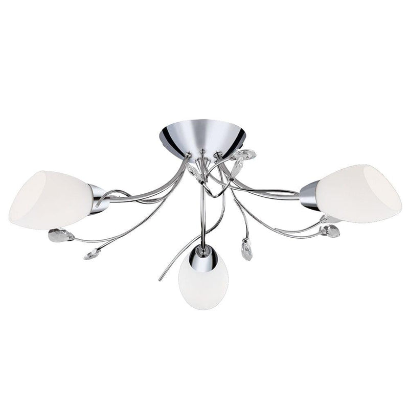 Gardenia 3 Light Chrome & Crystal Ceiling Flush Living room Image