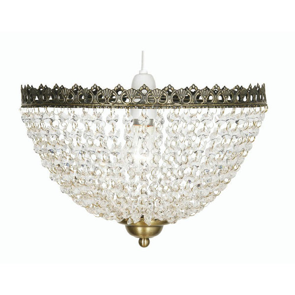 Ekon Beaded Glass Antique Brass Easy Fit Ceiling Lamp Shade