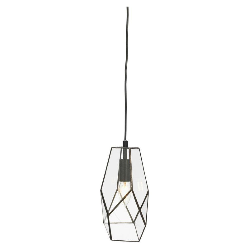 Oaks Lighting Jonk Small Black Framed Glass Panelled Pendant-Ceiling Pendant Lights-Oaks Lighting-1-Tiffany Lighting Direct