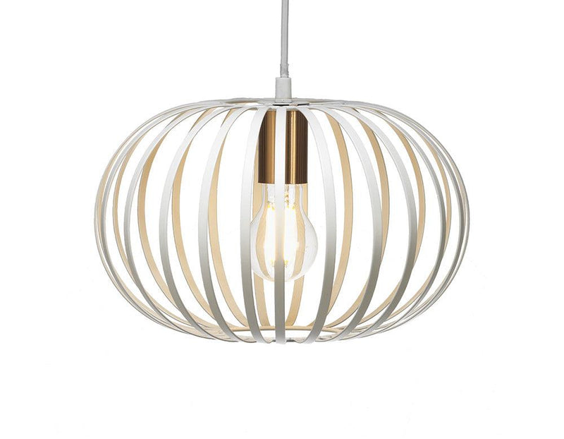 Oaks Lighting Salta White Ceiling Pendant With Brass Cap-Ceiling Pendant Lights-Oaks Lighting-1-Tiffany Lighting Direct