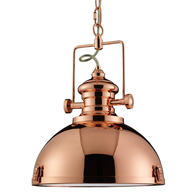 Louisiana Industrial 1 Light Copper Pendant Searchlight-Ceiling Pendant Lights-Searchlight Lighting-1-Tiffany Lighting Direct