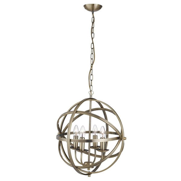 Orbit 4 Light Cage Frame Orb Brass Ceiling Pendant-Ceiling Pendant Lights-Searchlight Lighting-1-Tiffany Lighting Direct