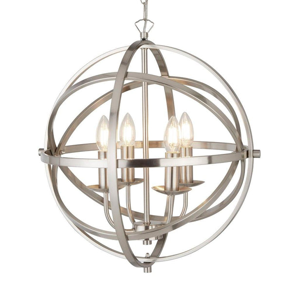 Orbit 4 Light Cage Frame Orb Silver Pendant Searchlight-Ceiling Pendant Lights-Searchlight Lighting-1-Tiffany Lighting Direct