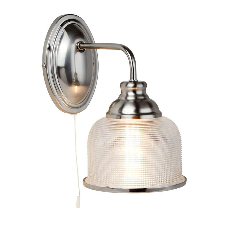 Bistro II - 1 Light Silver Wall Light - Halophane Glass