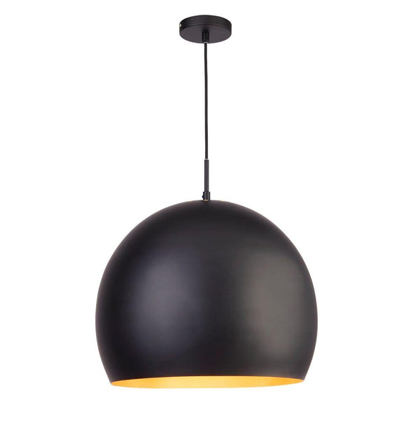 Chicago Industrial Black Ball Pendant - 40cm Gold Interior-Ceiling Pendant Lights-Searchlight Lighting-1-Tiffany Lighting Direct