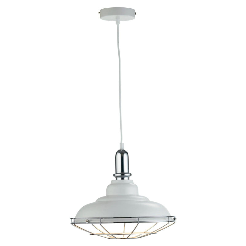 Oaks Lighting Ghent White & Chrome Ceiling Pendant-Ceiling Pendant Lights-Oaks Lighting-1-Tiffany Lighting Direct