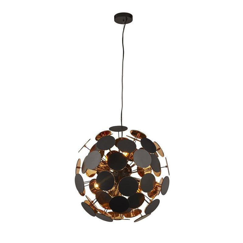 Searchlight Discus 6 Light Black & Gold Ceiling Pendant-Ceiling Pendant Lights-Searchlight Lighting-1-Tiffany Lighting Direct