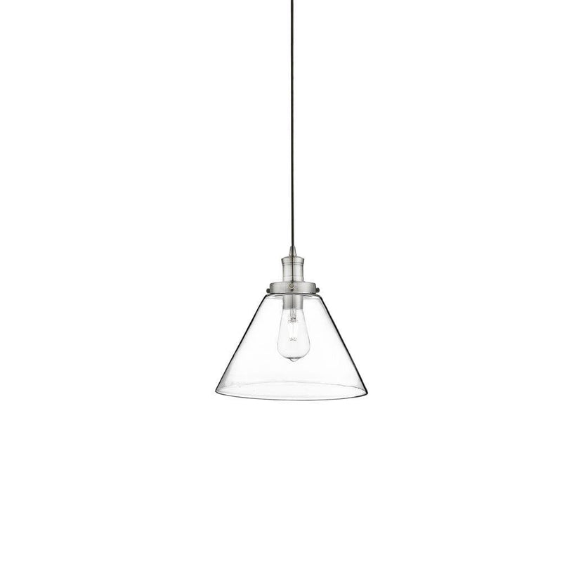 Pyramid 1 Light Silver Ceiling Pendant - Pyramid Glass Shade-Ceiling Pendant Lights-Searchlight Lighting-1-Tiffany Lighting Direct