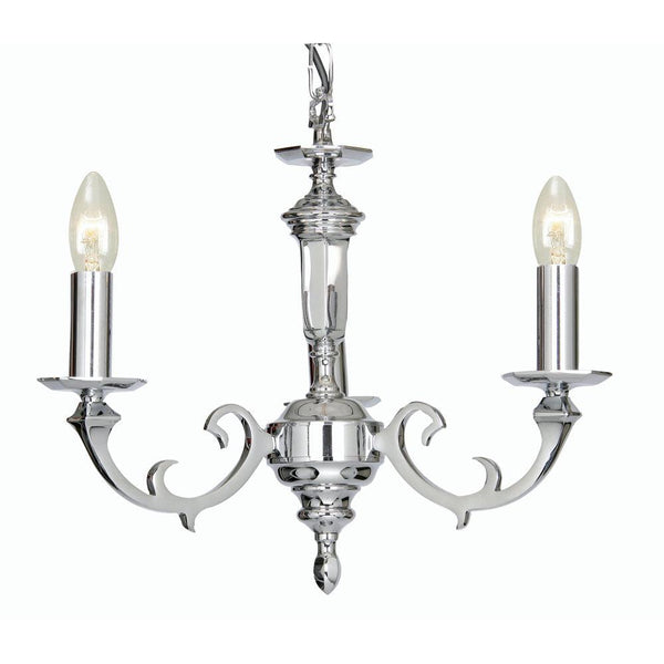 Dorchester 3 Light Chrome Plate Chandelier - Cast Brass-Oaks Lighting-1-Tiffany Lighting Direct