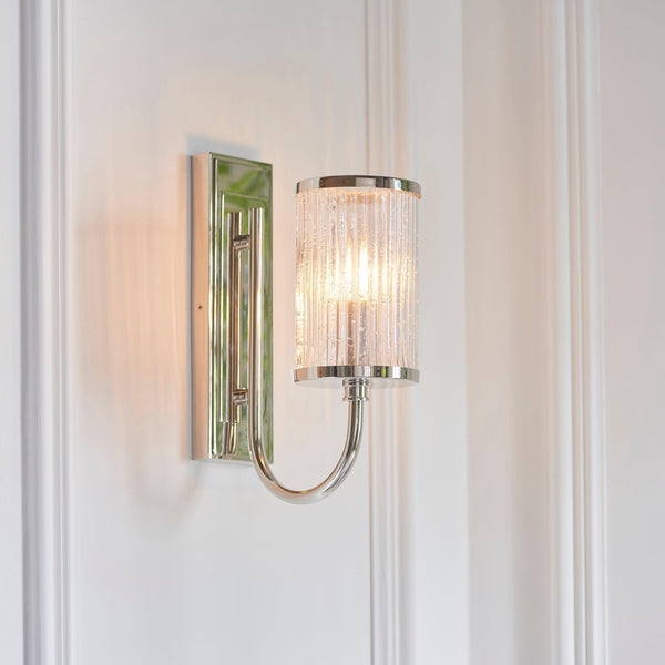 Henbury Nickel Wall Light With Ribbed Glass