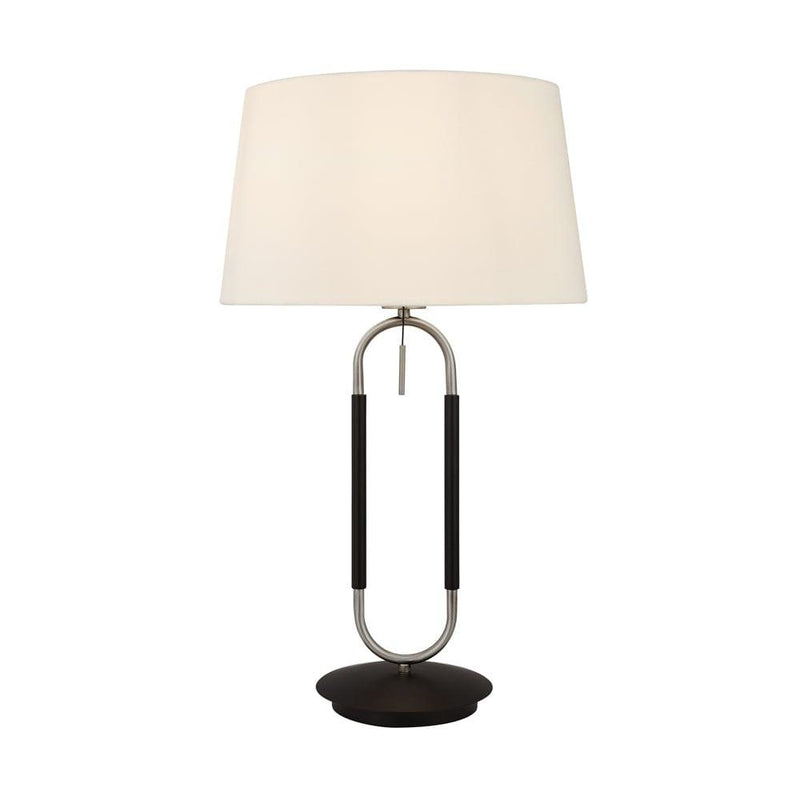 Jazz 1 Light Silver & Black Table Lamp - White Velvet Shade 1