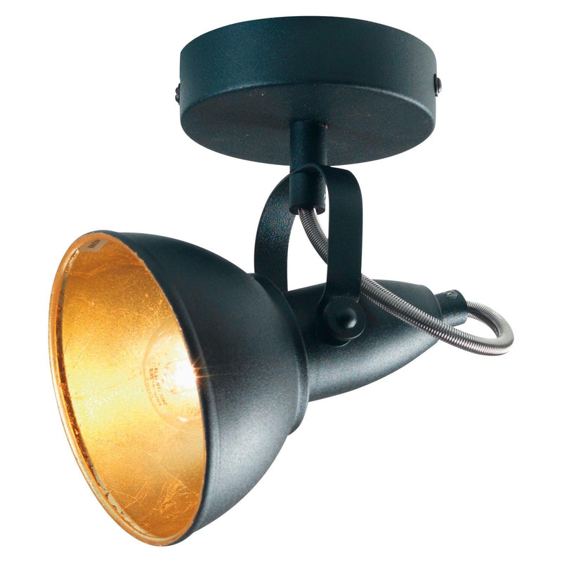 Jurva Urban Black With Gold Inner Single Spot Light - Adjustable