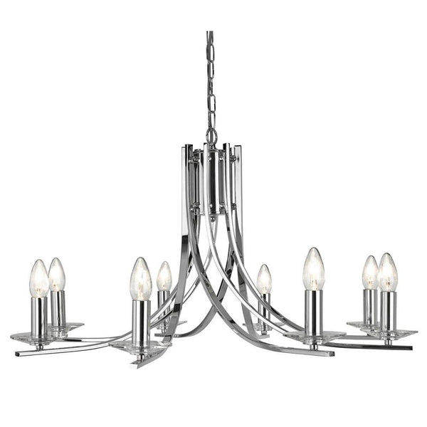 Ascona 8 Light Chrome Chandelier With Glass Sconces-Searchlight Lighting-1-Tiffany Lighting Direct