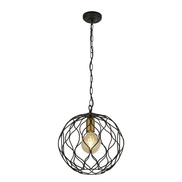 Finesse 1 Light Black Wavey Bar Pendant - Gold Lampholder-Ceiling Pendant Lights-Searchlight Lighting-1-Tiffany Lighting Direct