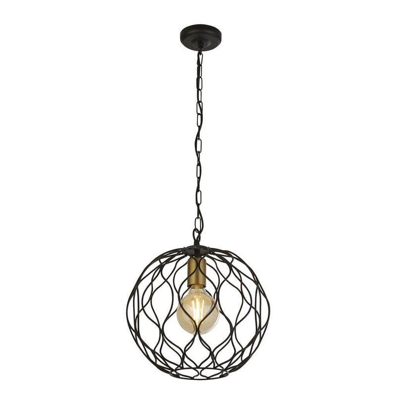 Finesse 1 Light Black Wavey Bar Pendant - Gold Lampholder-Ceiling Pendant Lights-Searchlight Lighting-1-Tiffany Lighting Direct