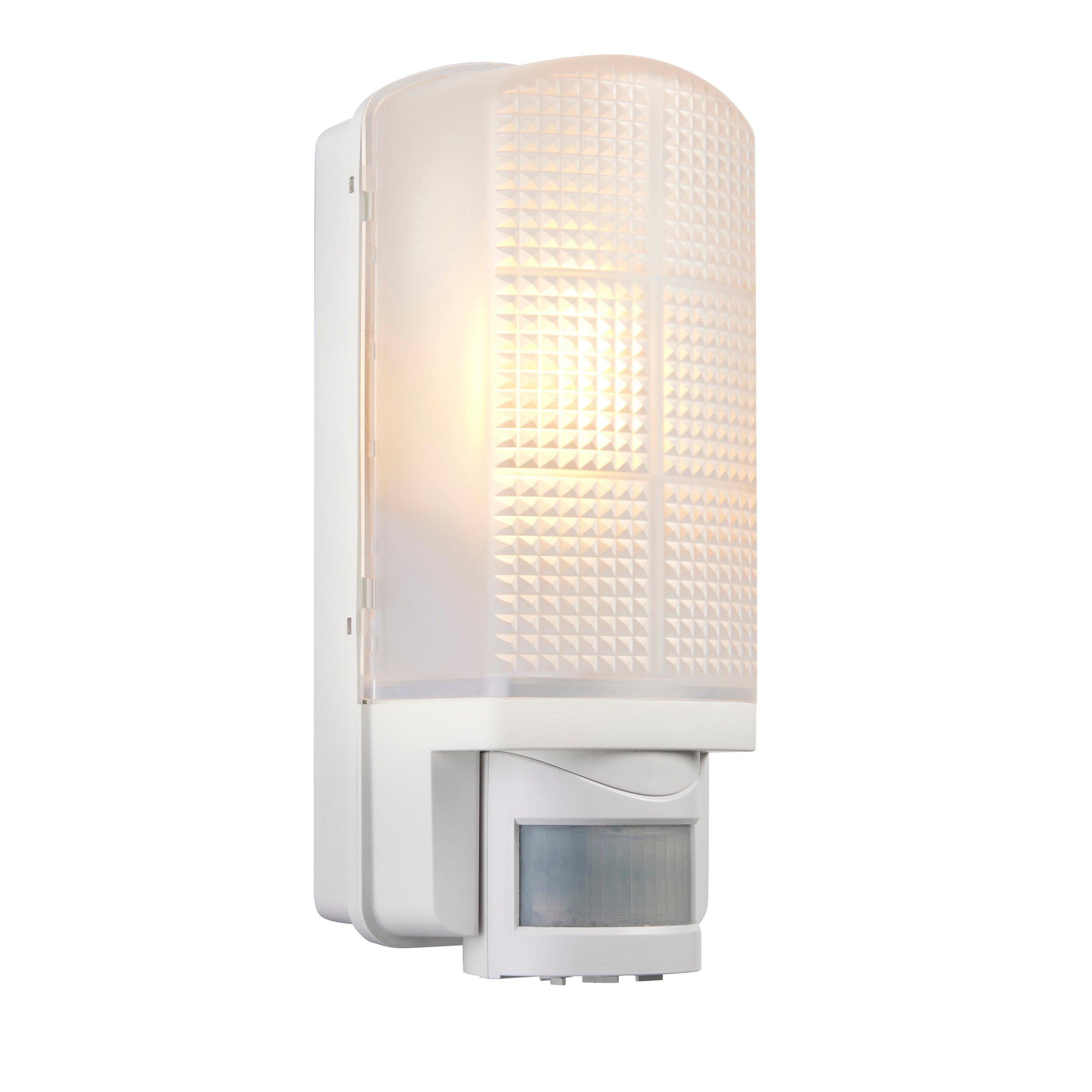 motion pir sensor outdoor white wall light ip44 60wby saxby lighting