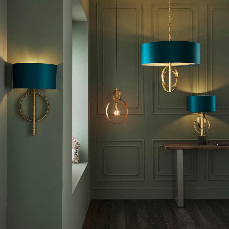 Norfolk XL 5 Light Gold Leaf Pendant - Teal Shade-Ceiling Pendant Lights-Living Lights-3-Tiffany Lighting Direct