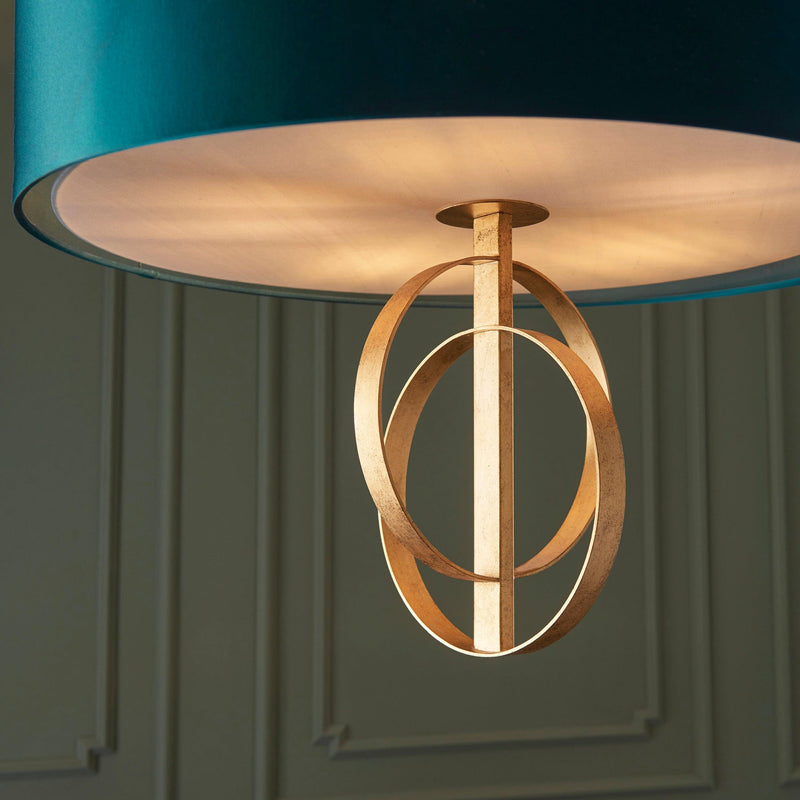 Norfolk XL 5 Light Gold Leaf Pendant - Teal Shade-Ceiling Pendant Lights-Living Lights-4-Tiffany Lighting Direct