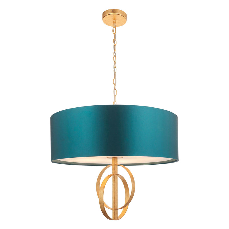 Norfolk XL 5 Light Gold Leaf Pendant - Teal Shade-Ceiling Pendant Lights-Living Lights-6-Tiffany Lighting Direct