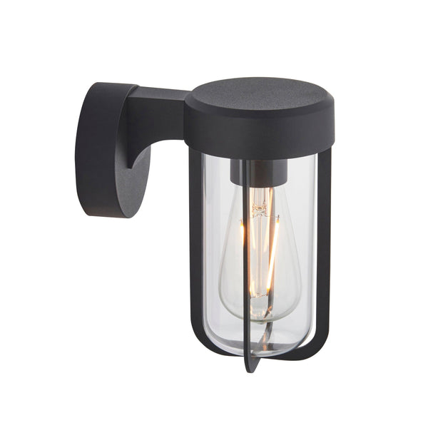 Newquay Black Outdoor Wall Light With Clear Glass Shade