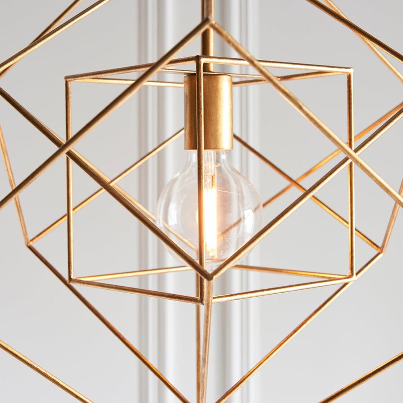 Geometric Gold Leaf Framed Ceiling Pendant Light-Ceiling Pendant Lights-Living Lights-6-Tiffany Lighting Direct